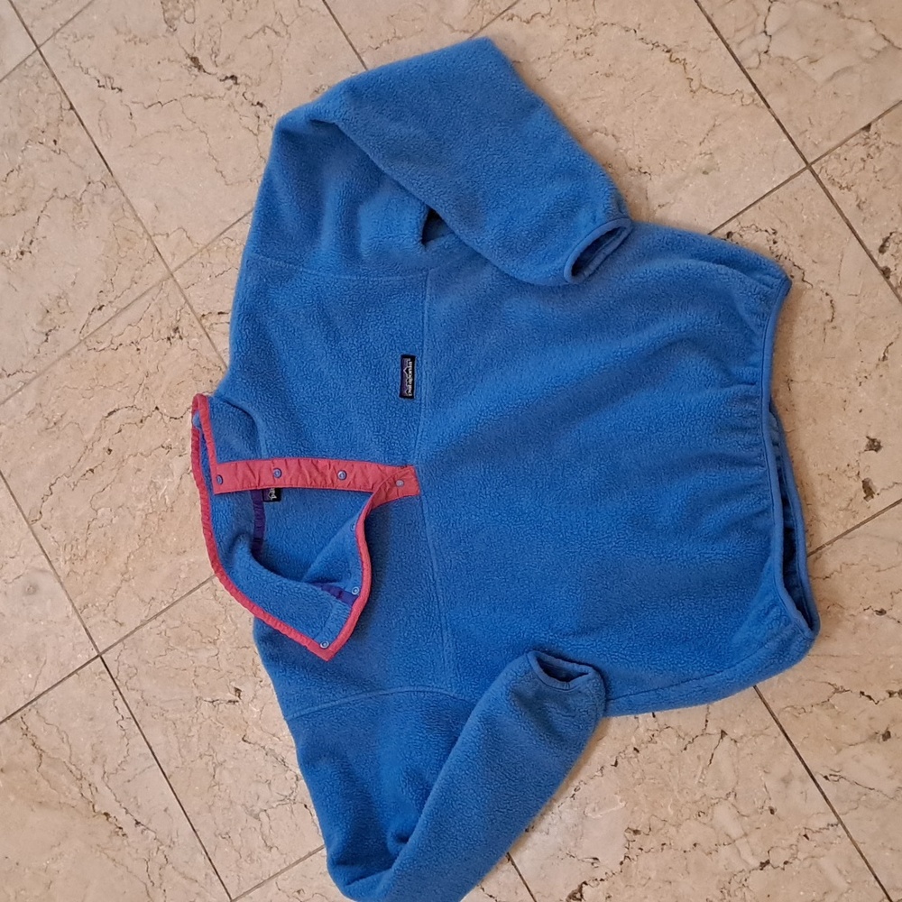 Patagonia vintage fleece button pink blue 12